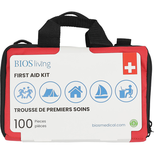Trousse de premiers soins pour la maison et le voyage de 100 morceaux, Sac en nylon Action Paper
