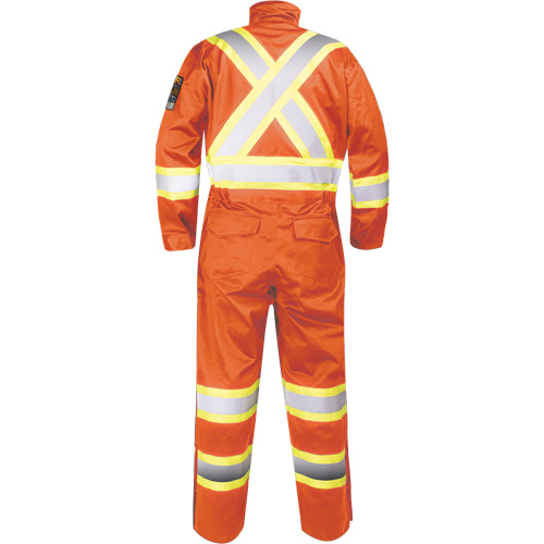Combinaison ignifug&eacute;e avec bandes haute visibilit&eacute;, Taille Petit, Orange Action Paper