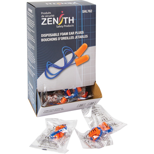 Bouchons d'oreilles en mousse, Paire - Sac en poly, Avec cordon Action Paper