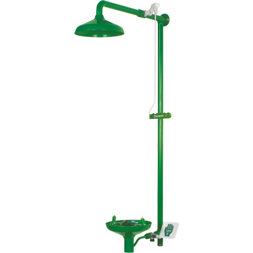 Laboratory Combination Shower with Open ABS Bowl, Wall-Mount Action Paper