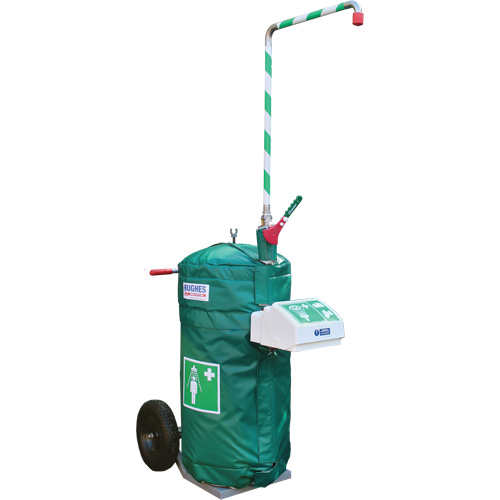 Douche d'urgence isol&eacute;e, mobile et autonome avec douche oculaire et faciale, Capacit&eacute; 30 gal., Conformit&eacute; Aucune Action Paper