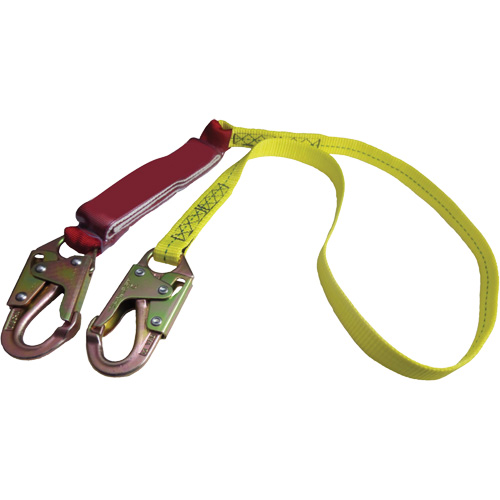 External Energy Absorber Lanyard with 3/4" Hook, 6', Snap Hook Center, Snap Hook Leg Ends, Polyester Action Paper