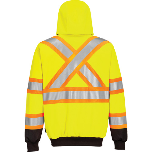 Contrast-Striped Safety Hoodie, Small, Black/High Visibility Lime-Yellow Action Paper