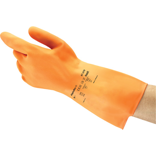 Gants ALPHATEC 87-320, Taille 8, 11,8" lo, Latex de caoutchouc, Doublure en Ouat&eacute;e, 18 mils Action Paper