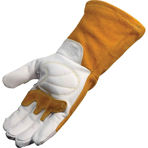 Caiman&reg; Premium TIG/MIG Welder's Gloves with FR Insulated Split Cowhide Back, Grain Goatskin, Size X-Large Action Paper
