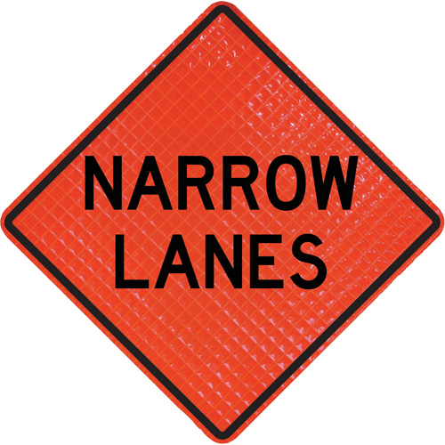 Quadra Flex Roll-Up Sign with Traffic Control Person Ahead Symbol Action Paper