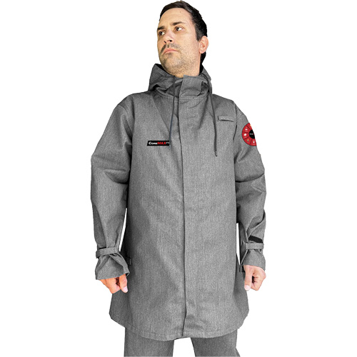 CoreMAX FR 35" Jacket with Attache Hood, 3X-Large, Grey Action Paper