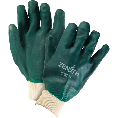 Gants verts &agrave; double enduit, 10" lo, PVC, Doublure en Jersey de coton, 70 mils Action Paper