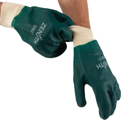 Gants verts &agrave; double enduit, 10" lo, PVC, Doublure en Jersey de coton, 70 mils Action Paper