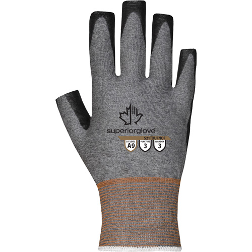 Ultra-Thin Open-Finger Gloves, Size 5, 21 Gauge, Nitrile Coated, TenActiv Shell, ASTM ANSI Level A9 Action Paper