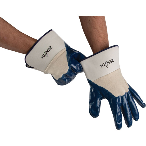 Gants &agrave; poignet de s&eacute;curit&eacute; de poids lourd, 11/2T-Grand, R&ecirc;vetement Nitrile, Enveloppe en Coton Action Paper