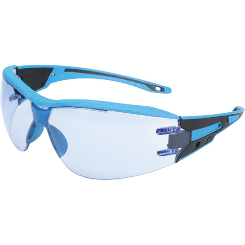 Lunettes de s&eacute;curit&eacute; sans monture Captain d&eacute;tectables par d&eacute;tecteur de m&eacute;taux, Lentille Bleu p&acirc;le, Antibu&eacute;e/Anti-&eacute;gratignures, ANSI Z87+/R&eacute;pond ou surpasse la norme CSA Z94.3 Action Paper