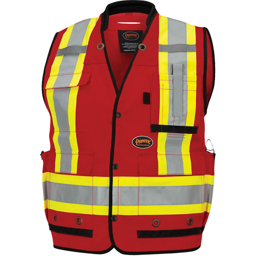 6678 Veste d'arpenteur antimicrobienne haute visibilit&eacute; avec dos en maille, Rouge, Petit, Polyester Action Paper
