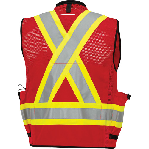 6678 Veste d'arpenteur antimicrobienne haute visibilit&eacute; avec dos en maille, Rouge, Petit, Polyester Action Paper