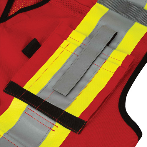 6678 Veste d'arpenteur antimicrobienne haute visibilit&eacute; avec dos en maille, Rouge, Petit, Polyester Action Paper