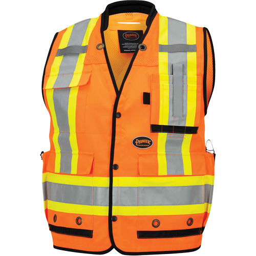 6680 High-Visibility Antimicrobial Mesh-Back Surveyor Vest, High Visibility Orange, Small, Polyester Action Paper