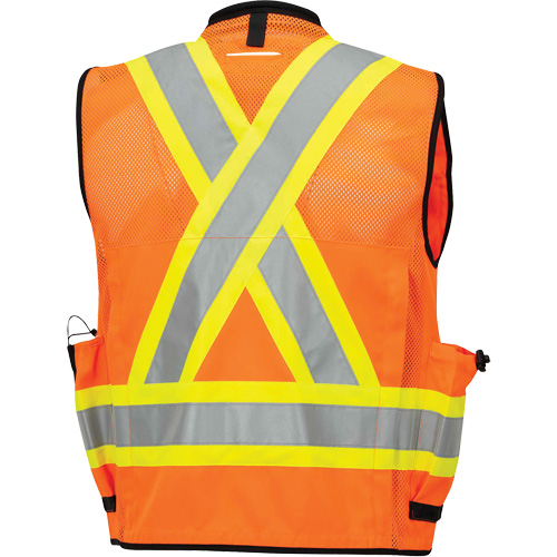 6680 High-Visibility Antimicrobial Mesh-Back Surveyor Vest, High Visibility Orange, Small, Polyester Action Paper