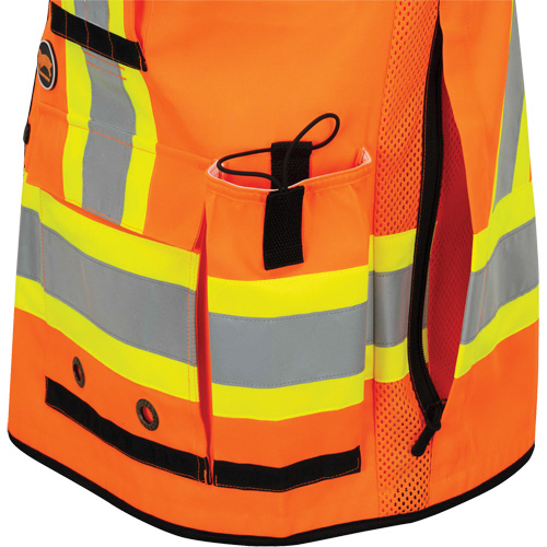 6680 High-Visibility Antimicrobial Mesh-Back Surveyor Vest, High Visibility Orange, Small, Polyester Action Paper