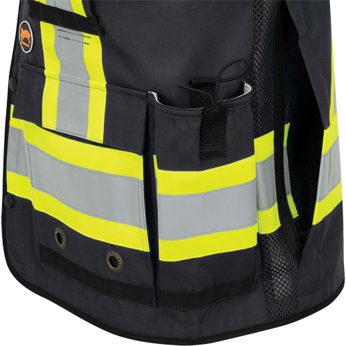 6679 High-Visibility Antimicrobial Mesh-Back Surveyor Vest, Black, Small, Polyester Action Paper