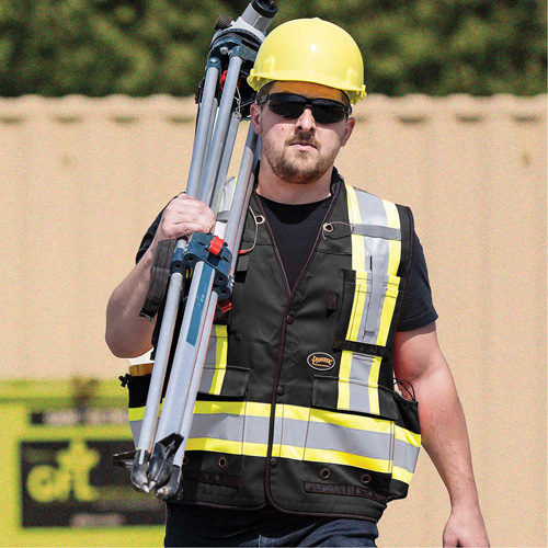6679 High-Visibility Antimicrobial Mesh-Back Surveyor Vest, Black, Small, Polyester Action Paper