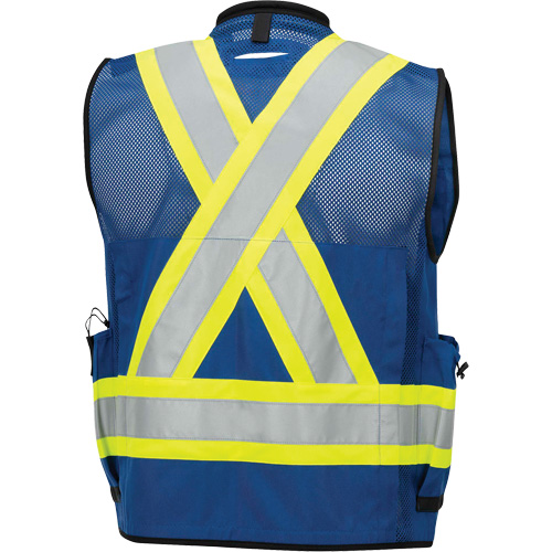 6681 High-Visibility Antimicrobial Mesh-Back Surveyor Vest, Royal Blue, Small, Polyester Action Paper