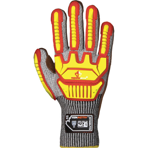 TenActiv STAGBLPVB Impact Gloves, Large, Cowhide Palm, Knit Wrist Cuff Action Paper