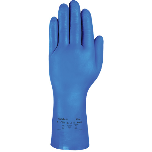 AlphaTec&reg; 37-501 Blue Medium-Duty Chemical-Resistant Gloves, Size 7, 13" L, Nitrile, 16.5-mil Action Paper