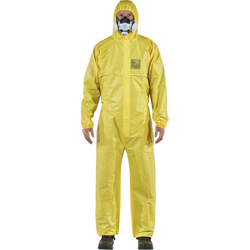 AlphaTec&reg; 2300 STANDARD Bound Model 147 Coveralls, Small, Yellow, Polyethylene Laminate/Polypropylene Action Paper