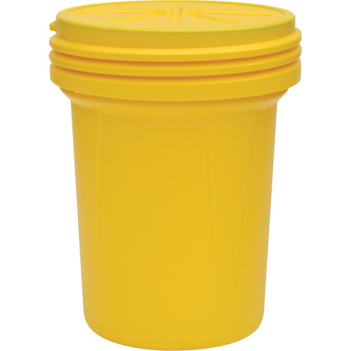 Baril emboîtable de laboratoire en plastique avec couvercle vissable, 30 gal. US, Mobile/Stationnaire Action Paper