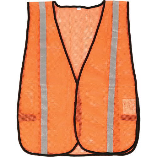 Compact Mesh Safety Vest, High Visibility Orange, Polyester Action Paper