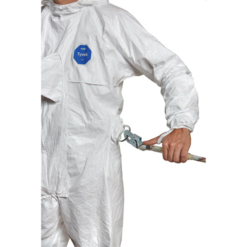Harness-Compatible Disposable Coverall, X-Large, White, Tyvek&reg; 500 Action Paper