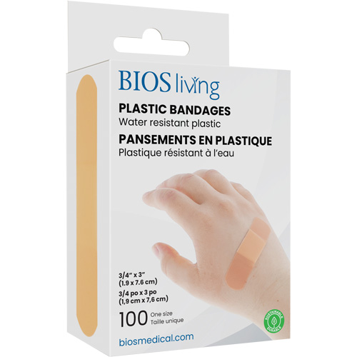 Water-Resistant Bandages, Rectangular/Square, 3", Plastic, Sterile Action Paper