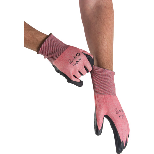 Eco-Friendly Lightweight High-Dexterity Cut-Resistant Gloves, Size 7, 18 Gauge, Foam Nitrile Coated, Stainless Steel/HPPE/RPET Shell, ASTM ANSI Level A4 Action Paper