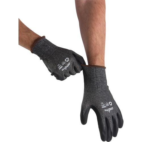Eco-Friendly Lightweight High-Dexterity Cut-Resistant Gloves, Size 7, 21 Gauge, Foam Nitrile Coated, Stainless Steel/HPPE/RPET Shell, ASTM ANSI Level A5 Action Paper
