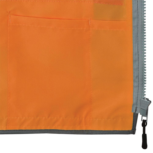 Veste de s&eacute;curit&eacute; pour arpenteur Pioneer avec fermeture &agrave; glissi&egrave;re et dos en maille, Orange haute visibilit&eacute;, Petit, Polyester Action Paper