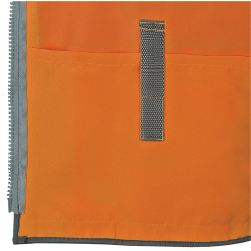 Veste de s&eacute;curit&eacute; pour arpenteur Pioneer avec fermeture &agrave; glissi&egrave;re et dos en maille, Orange haute visibilit&eacute;, Petit, Polyester Action Paper