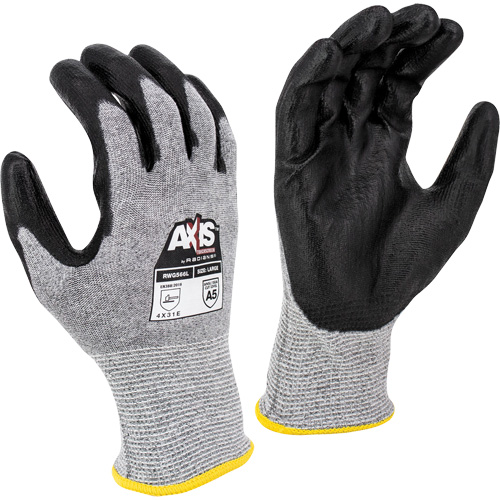 RWG566 AXIS Cut Protection Touchscreen Work Glove, Size 2X-Large, 18 Gauge, Polyurethane Coated, Stainless Steel/HPPE Shell, ASTM ANSI Level A5/EN 388 Level E Action Paper