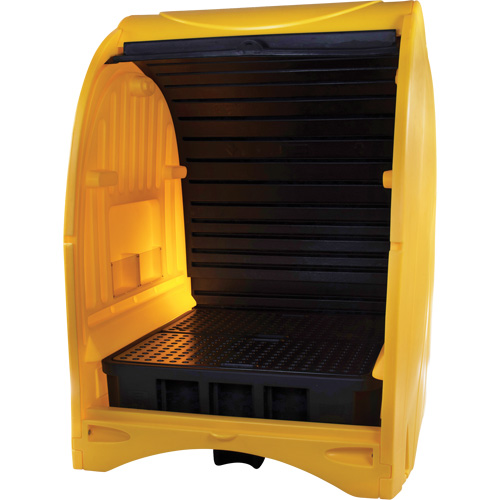 4-Drum Hard Cover Spill Pallet, 68.11" L x 61.61" W x 83.07" H, 1433 lbs. Load Capacity Action Paper