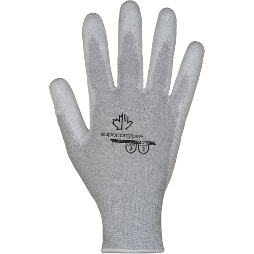 Gants blancs KnitActiv dissipatifs &eacute;lectrostatiques et peu pelucheux, 5, R&ecirc;vetement Polyur&eacute;thane, Calibre 13, Enveloppe en Nylon/Coton Action Paper