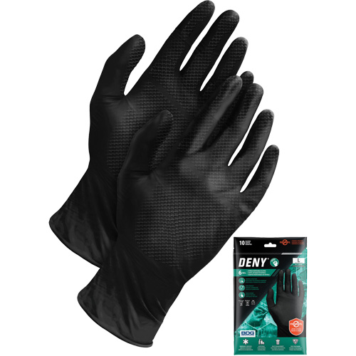 Deny&reg; Disposable Gloves, Small, Nitrile, 6-mil, Powder-Free, Black Action Paper