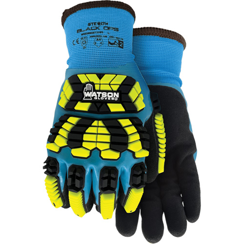 Gants d'hiver antichocs 9393TPR Stealth Black Ops, Petit, Paume en Mousse de latex, Poignet Poignet en tricot Action Paper