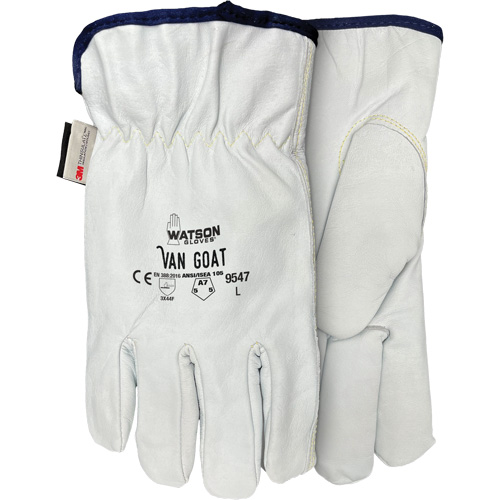 Gants de protection contre la coupe Van Goat 9547, T-petit, Paume en Cuir fleur de ch&egrave;vre, Para-aramide/Polyester/Acier/Thinsulate Action Paper