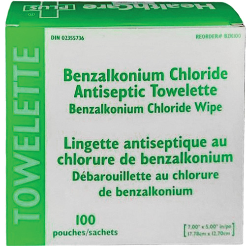 BZK Benzalkonium Chloride Towelette, Towelette, Antiseptic Action Paper