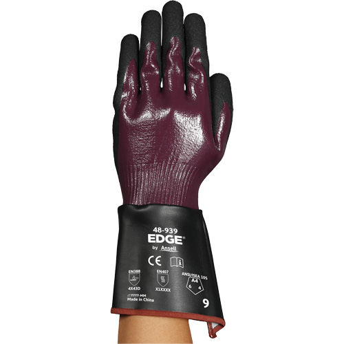 EDGE&reg; 48-939 Gauntlet Gloves, 6, 13 Gauge, Nitrile Coated, ASTM ANSI Level A4 Action Paper