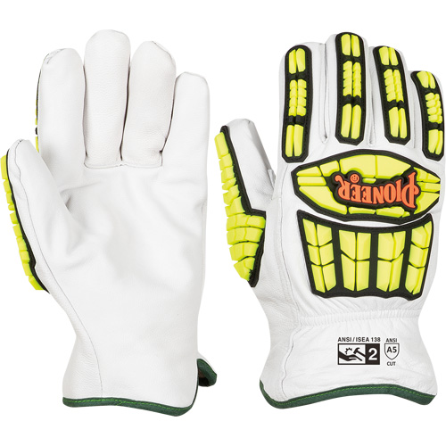 Cut and Impact-Resistant Gloves, Small, Goatskin Palm, Gauntlet Cuff Action Paper
