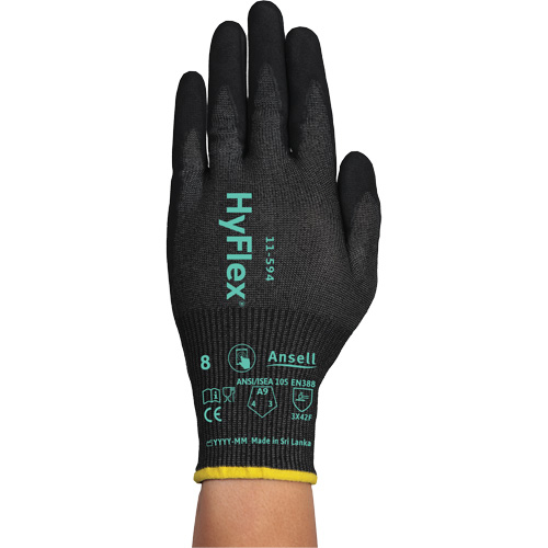 Gants r&eacute;sistants &agrave; la coupe HYFLEX 11-594, Taille 12/3T-Grand, Calibre 18, Rev&ecirc;tement Nitrile, Enveloppe en PEHP/Intercept, ASTM ANSI niveau A9/EN 388 niveau F Action Paper