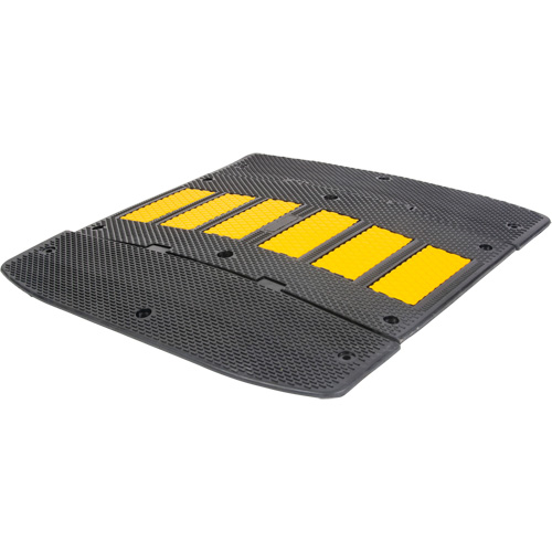 Speed Hump with End Caps, Rubber, 2' L x 36" W x 1-1/4" H Action Paper