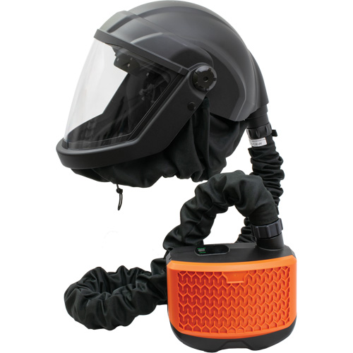 PEAKAIR DEFENDER Visor Powered Air-Purifying Respirator with Blower Kit, Facepiece Respirator, Lithium-Ion Battery Action Paper