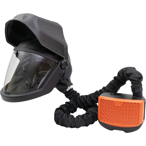 PEAKAIR DEFENDER Visor with Flip-Front & X90VX Blower Kit, Facepiece Respirator/Welding Helmet, Lithium-Ion Battery Action Paper