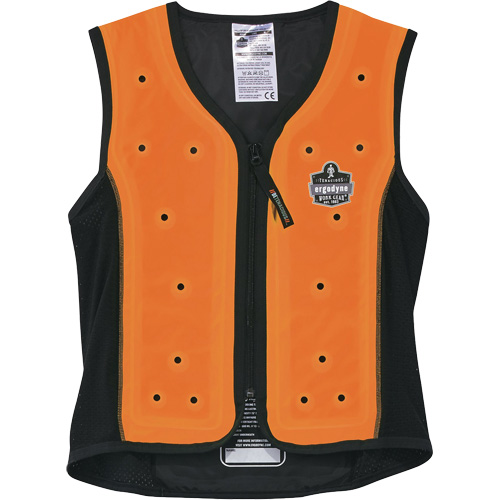 Chill-Its 6685 Dry Evaporative Cooling Vest with Zipper Closure, 4X-Large, Orange Action Paper